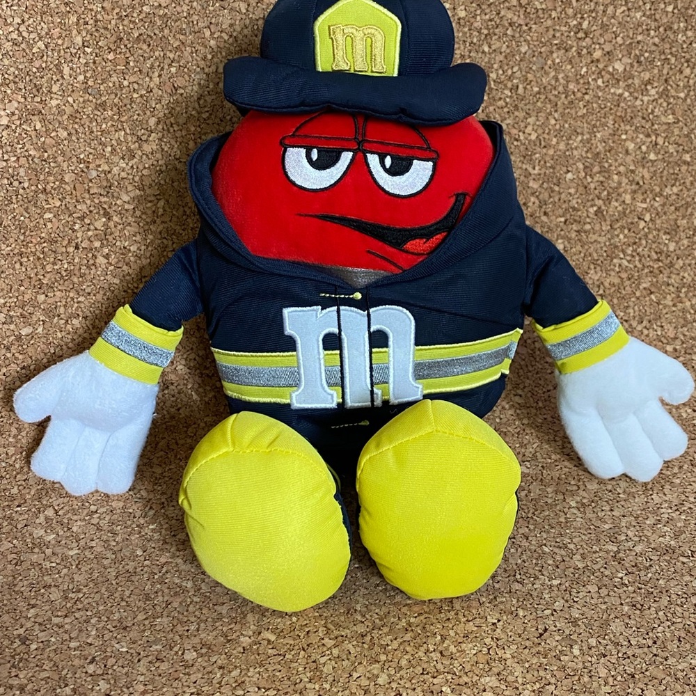M&M's Red Fireman 14" Plush/Soft Toy Fantastic Condition